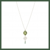 Collier pierre hydroquartz arabesque et mini pompon vert