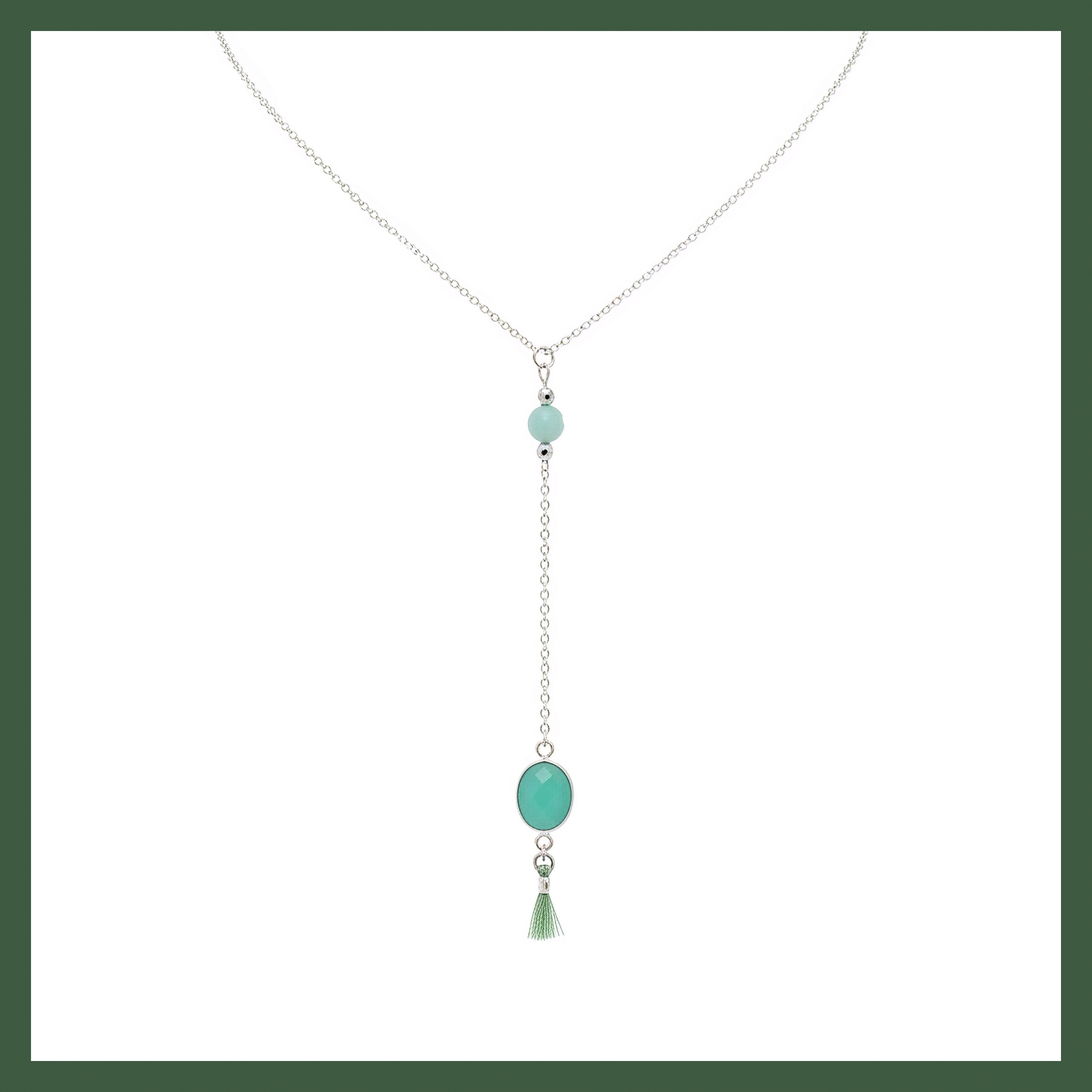 Collier pendant calcedoine