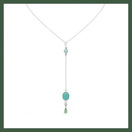 Collier pendant calcedoine