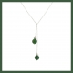 Collier Cravate Argent Perles Malachite