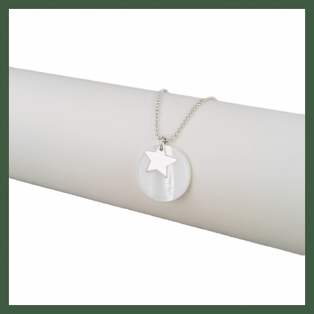 Collier Pastille nacre et étoile argent