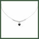 Collier chaîne mini perles diamantées  petit coeur serti clos noir