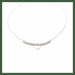 Collier mini cœur et perles diamantées