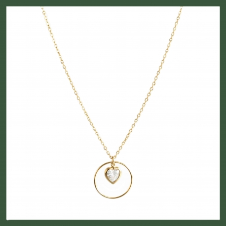 Collier Chaîne Plaqué Or Coeur Zirconium Serti clos