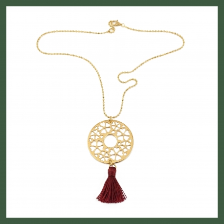 sautoir arabesque  pompon pourpre