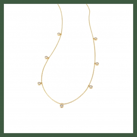 Bracelet Chaîne Multi Zirconiums Blanc en Pampilles Sertis Clos Plaqué Or