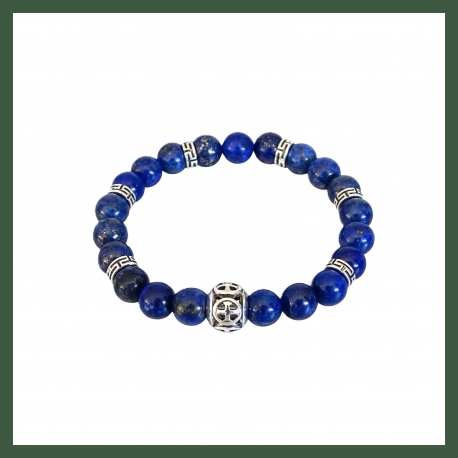 Bracelet perles Lapis-Lazuli et perle Croix de Malte 