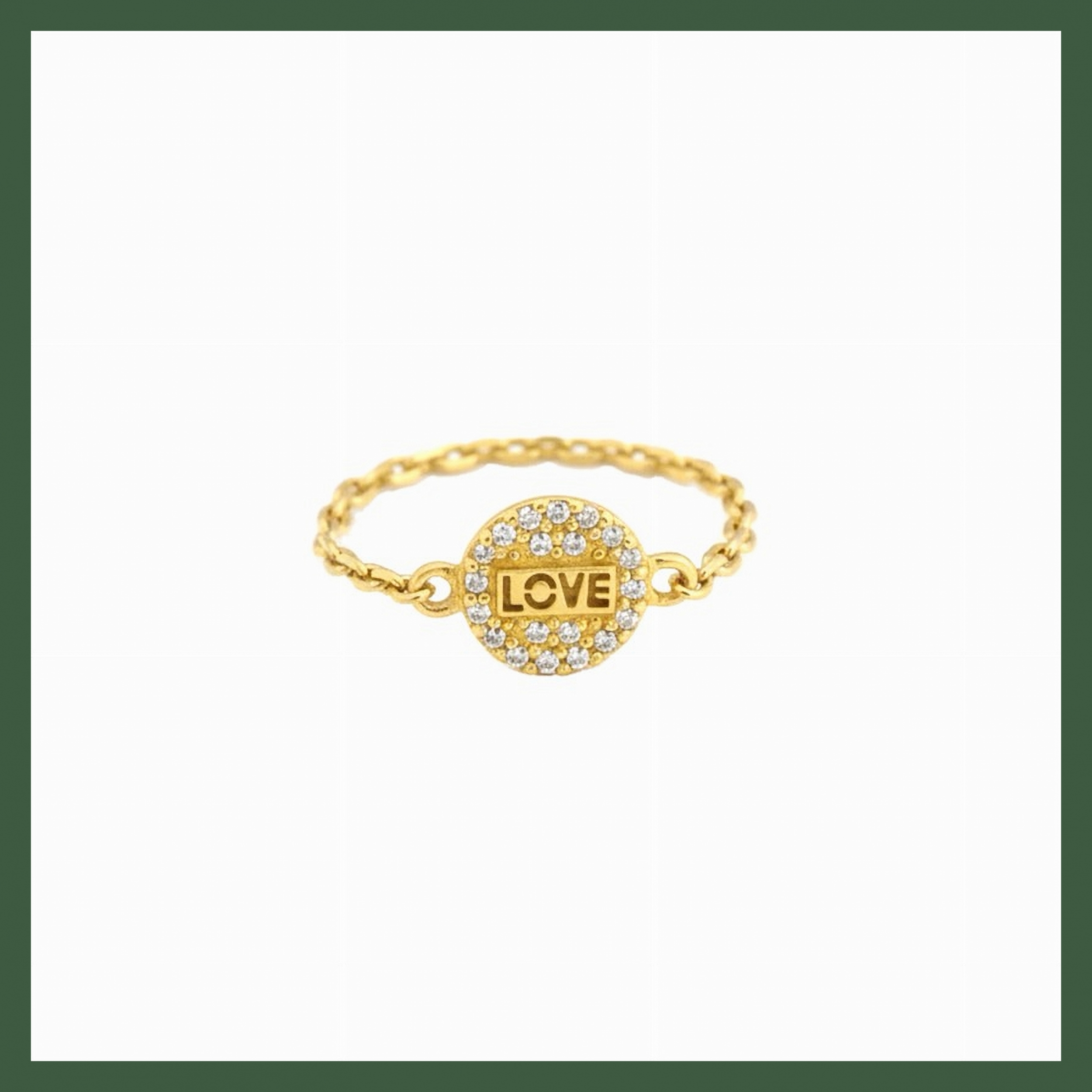 Bague Chaînette Love et strass