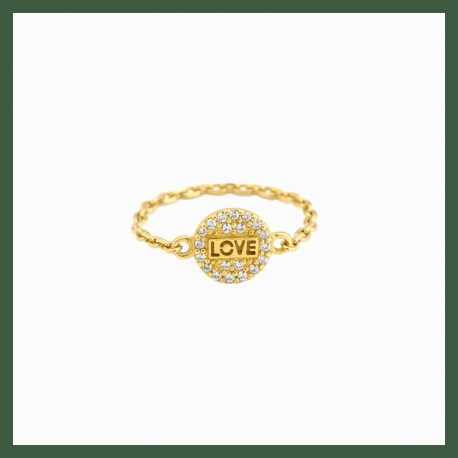 Bague Chaînette Love et strass