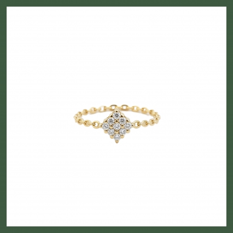 Bague Chaînette  Mini Losange strass
