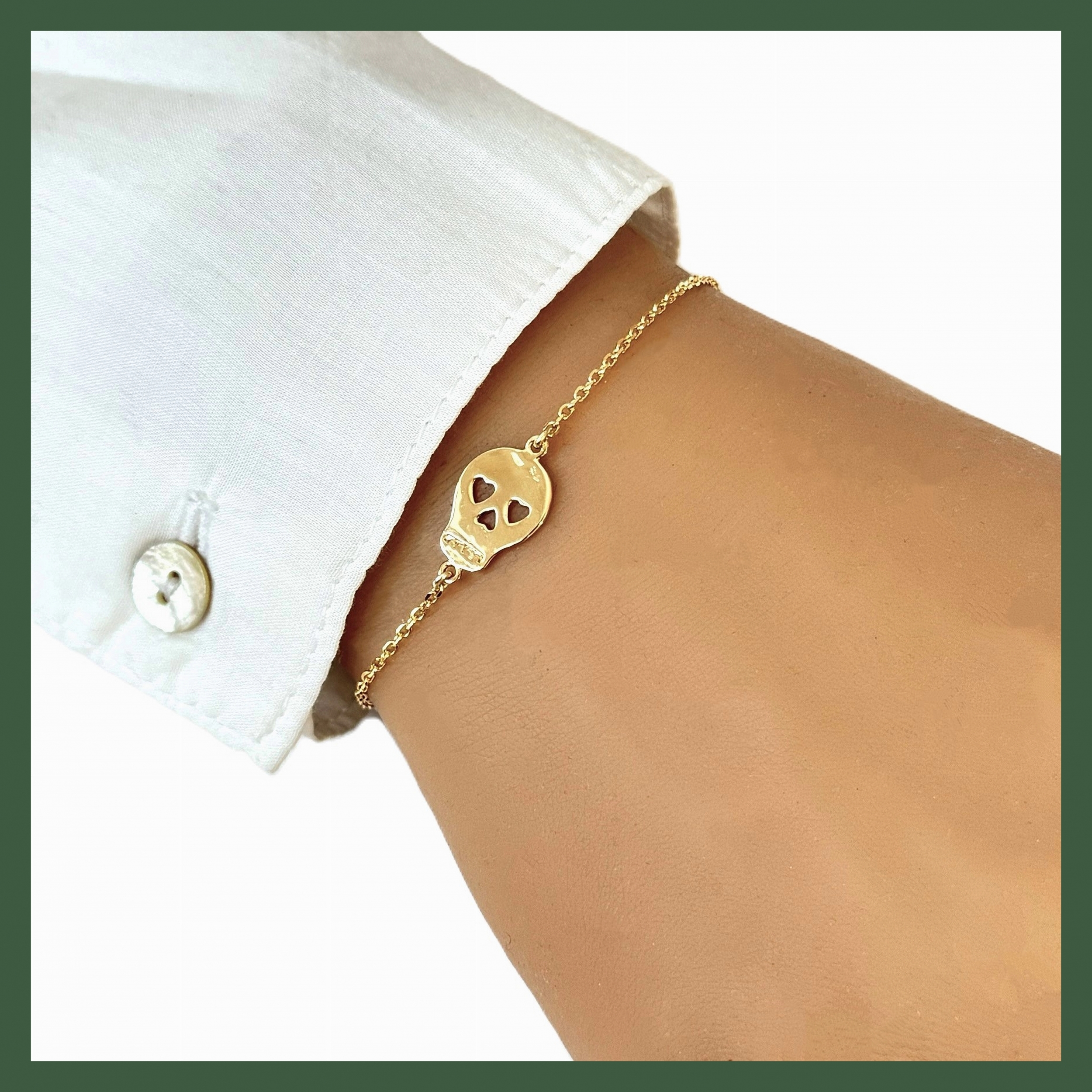 Bracelet Chaîne Plaqué Or Tête de mort 