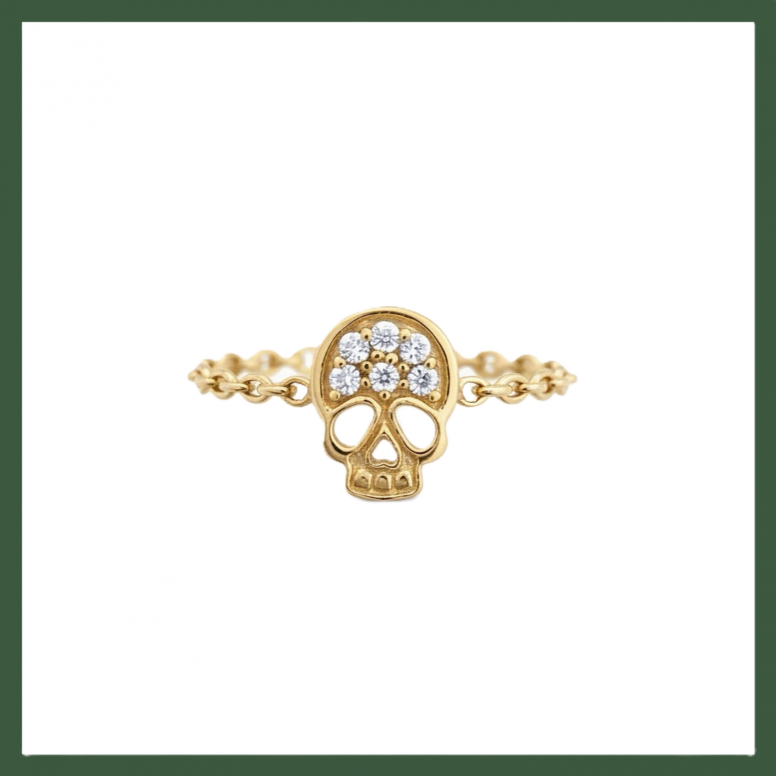 Bague Chaînette  Mini Tête de Mort strass