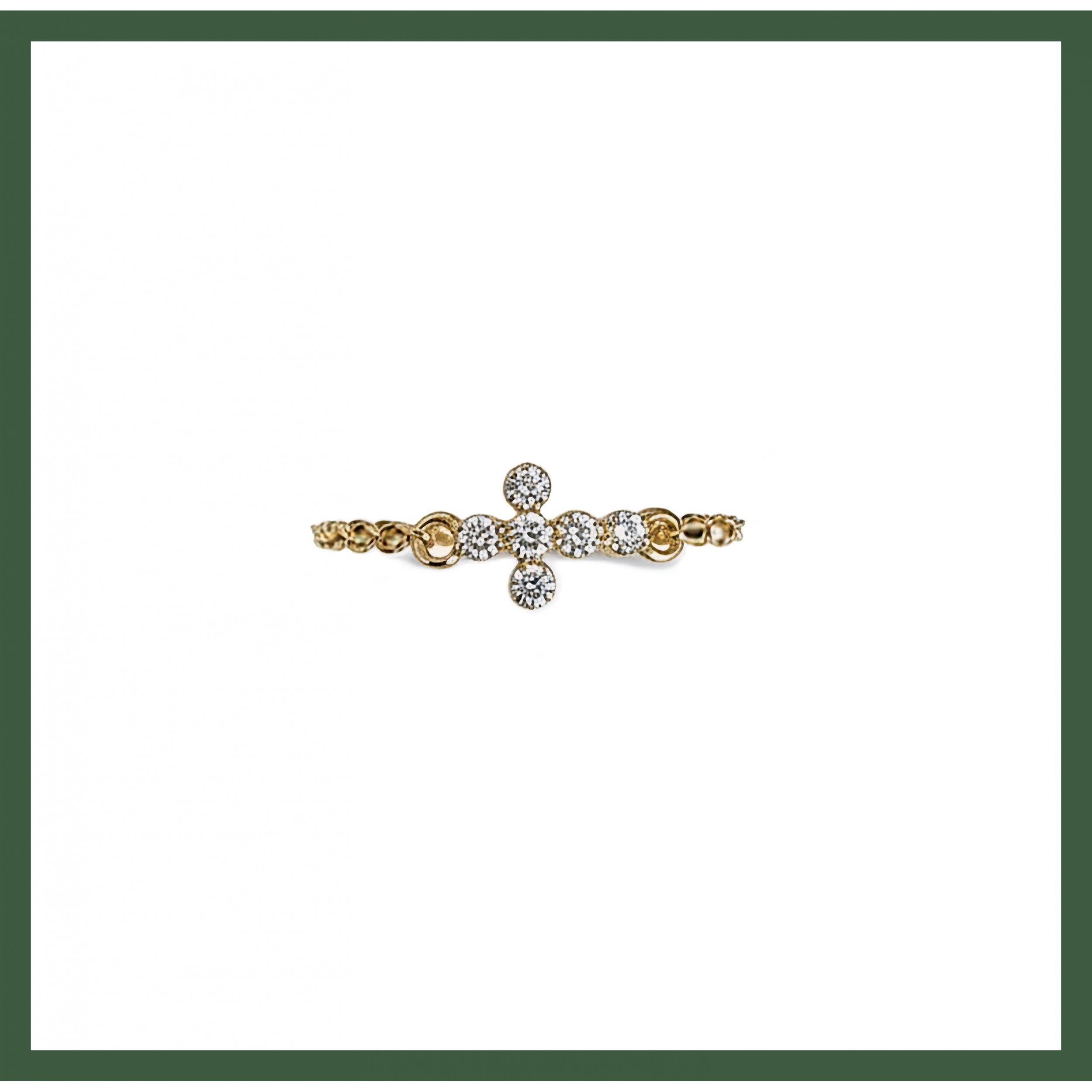 Bague Chaînette  Mini Croix strass