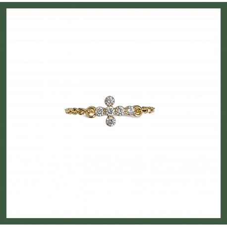 Bague Chaînette  Mini Croix strass