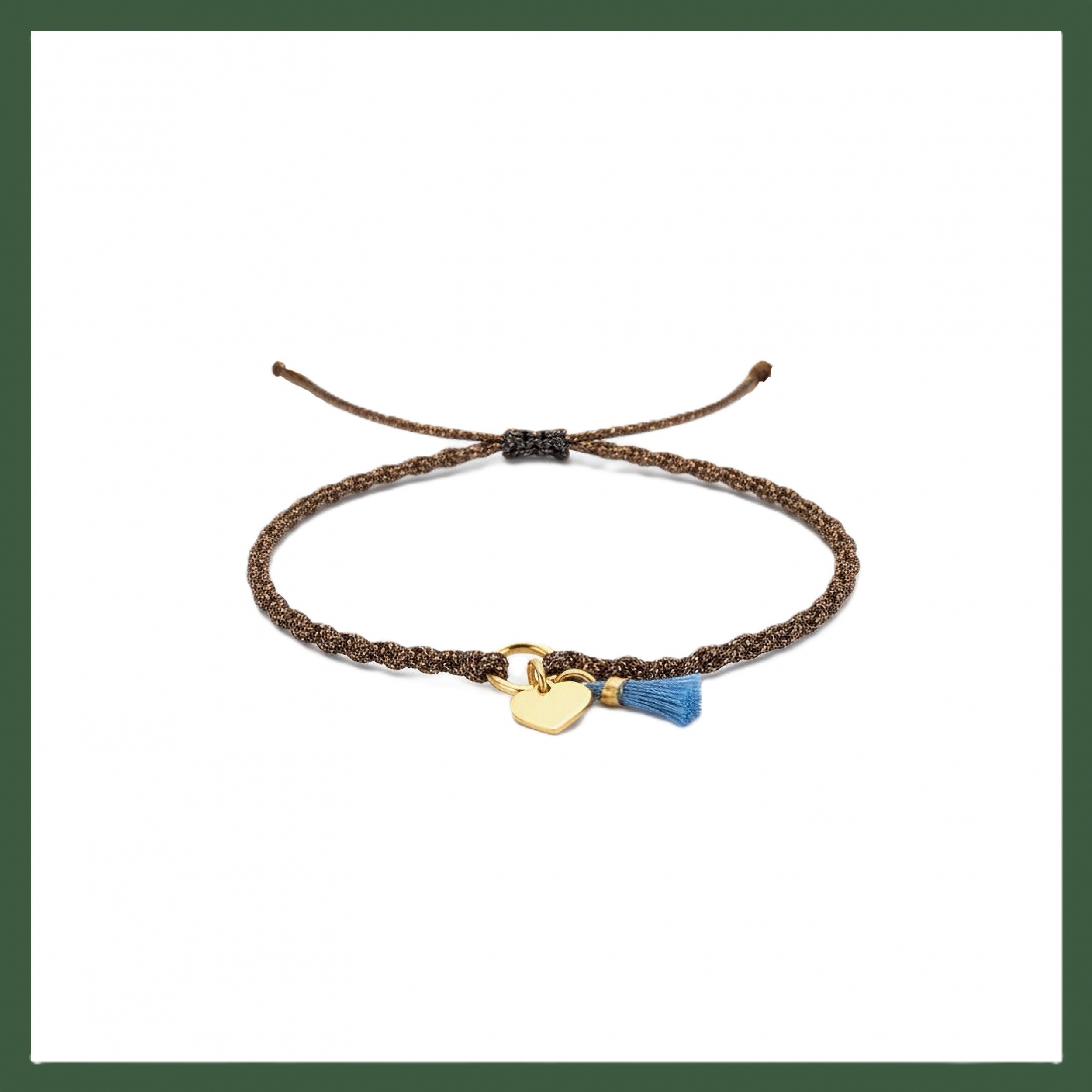 Bracelet  Clé Plaqué Or et Mini Pompon Vert