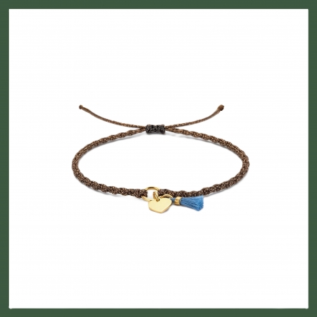 Bracelet  Clé Plaqué Or et Mini Pompon Vert