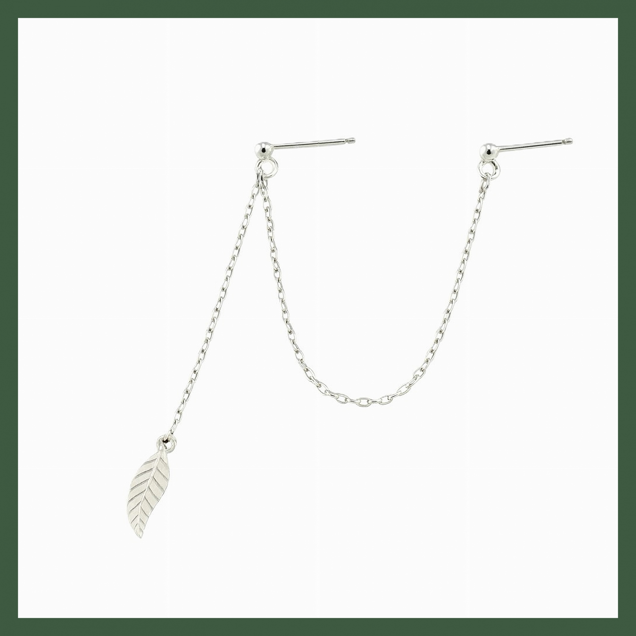 Boucle unique mini feuille argent 925