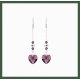 Boucles d'Oreilles Pendant chaîne Argent  Coeur Swarovski Amethyste
