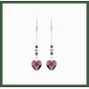 Boucles cœur Swarovski améthyste