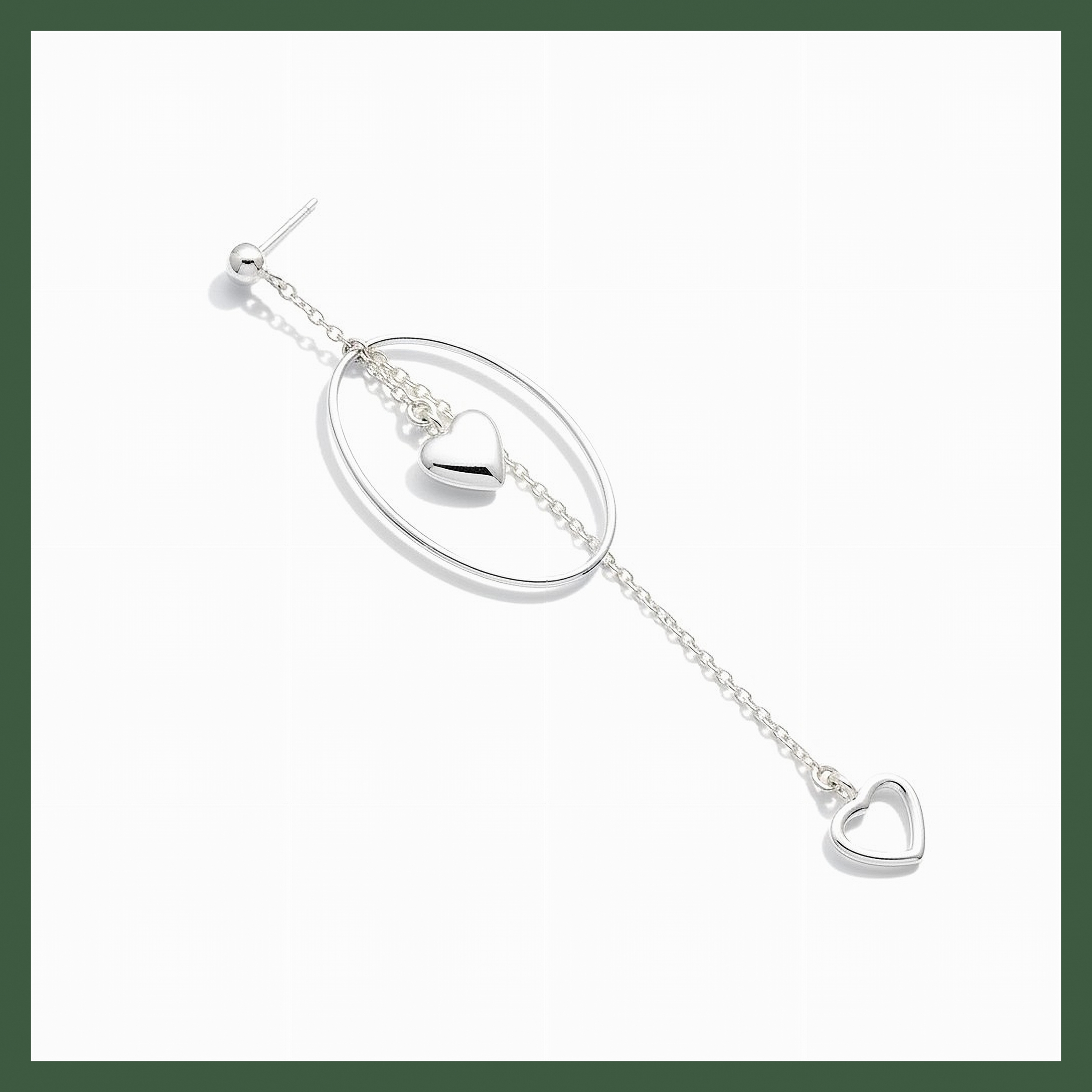 Boucle Pendante unique Anneau et cœurs