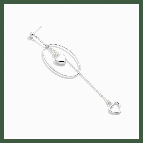 Boucles d'Oreilles Pendants Chaine Argent Anneau "feuille"