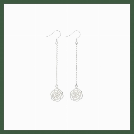 Boucles d'Oreilles Pendant chaîne Argent  Trèfle