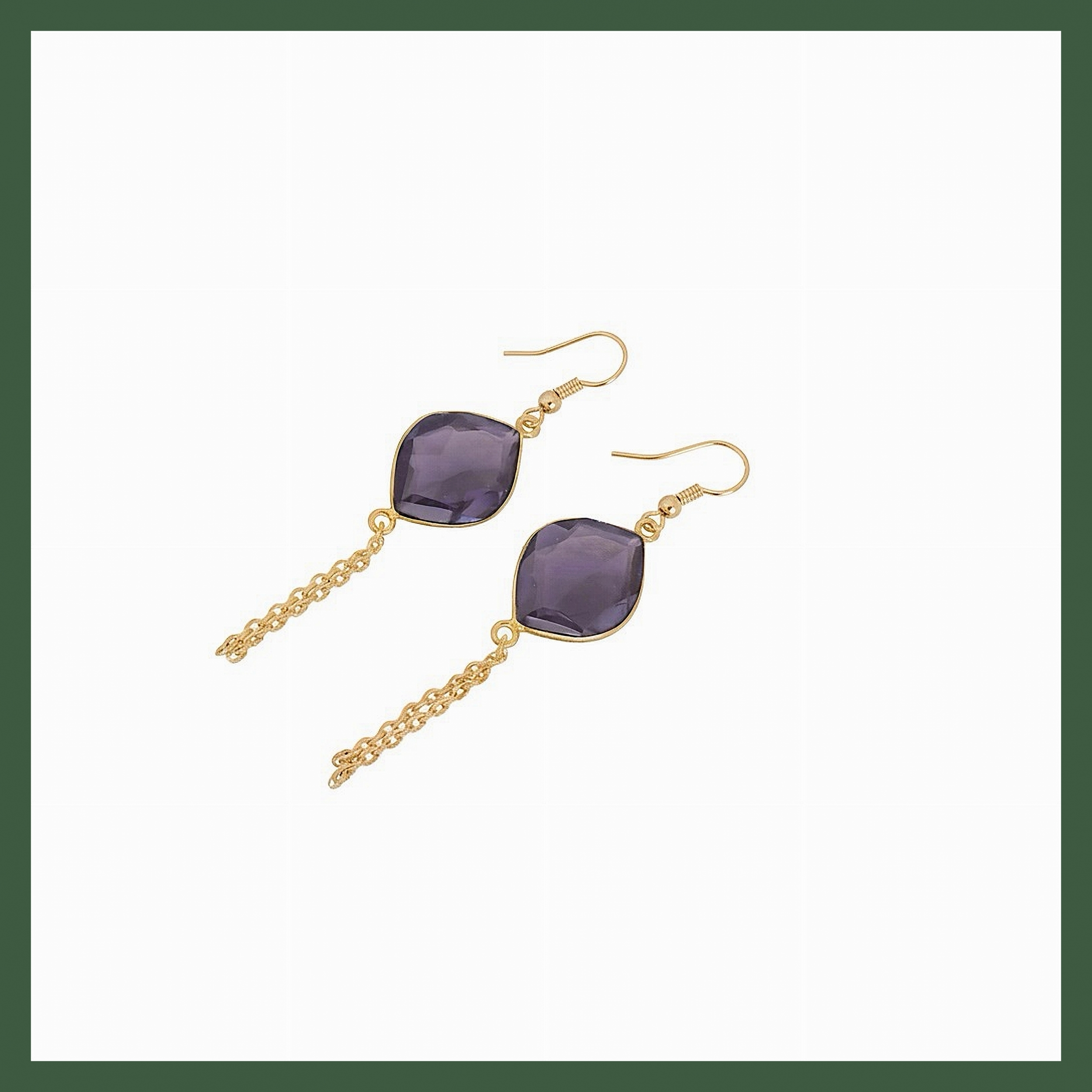 Boucles pendantes Hydro améthyste  Arabesque plaqué or 18 carats