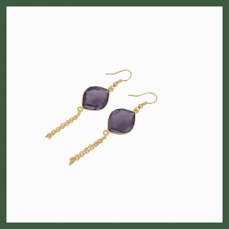 Boucles pendantes Hydro améthyste  Arabesque plaqué or