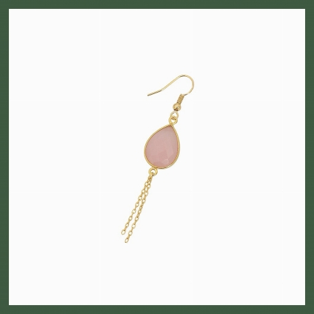 Art paris design boucles d'oreilles pendantes gouttes rose serties clos
