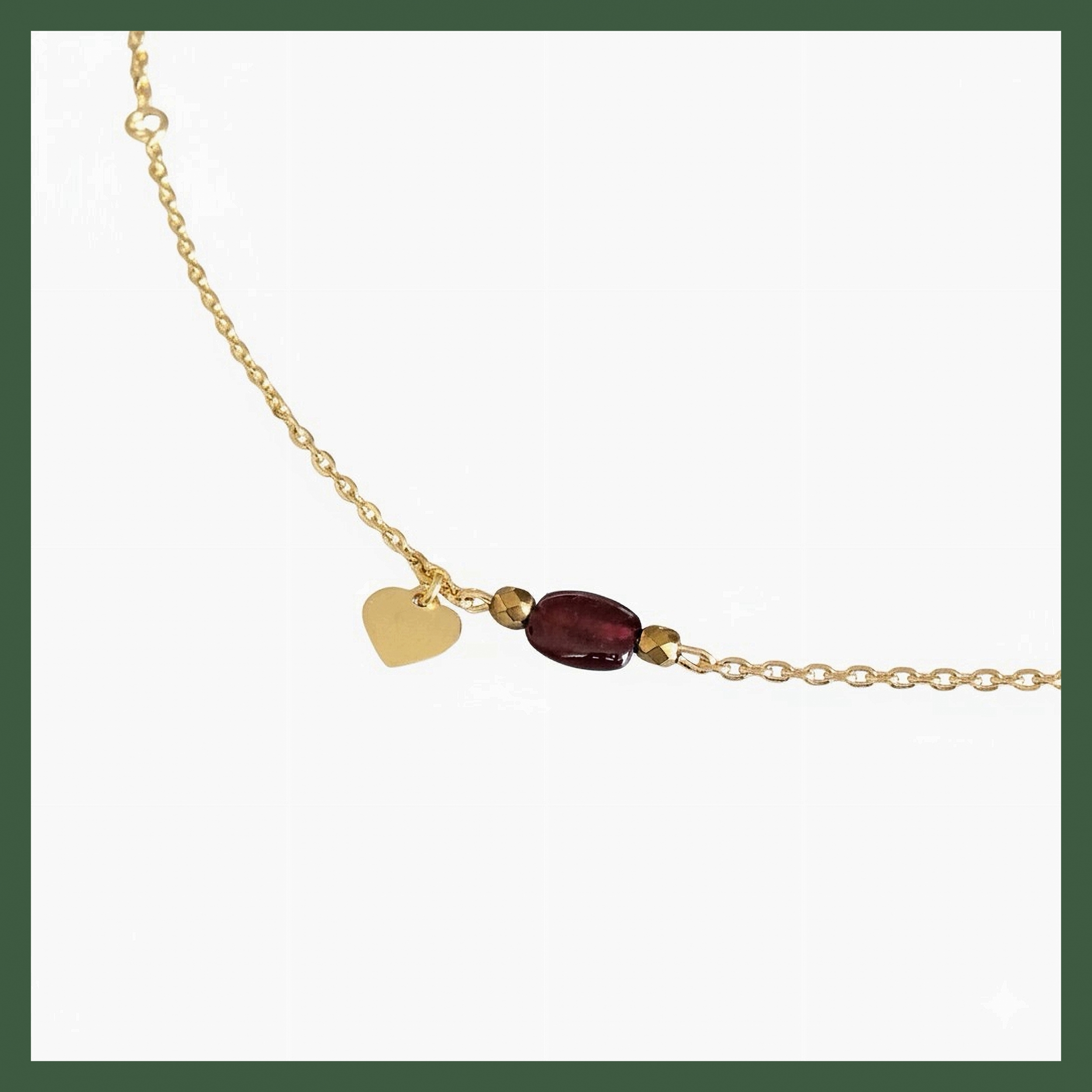 Bracelet Perle Grenat et Cœur